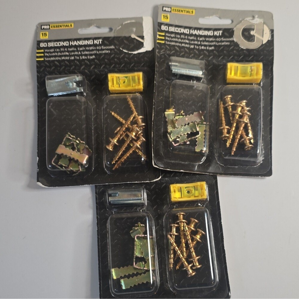 B10 Pro Essentials 60 Second Hanging Kit 15pc Sawtooth Hangers w/ Level Locators